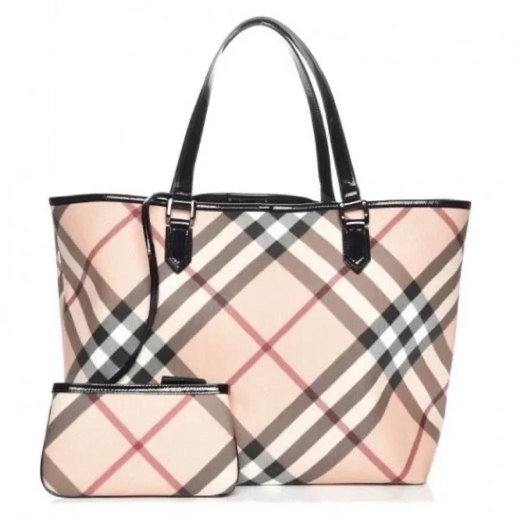 💯 Authentic Burberry LARGE Nova Check Tote Handbag Shoulder Bag - Picture 4 of 16